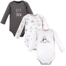 Hudson baby unisex bodysuits bomuld langærmet grå pingvin 9-12 måneder grå penguin 3-pakke 9-12 måneder os