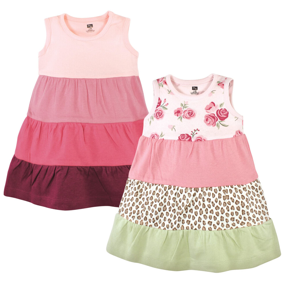 Hudson Baby Baby Girls Cotton Dresses, Blush Rose Leopard, 4 Toddler-image