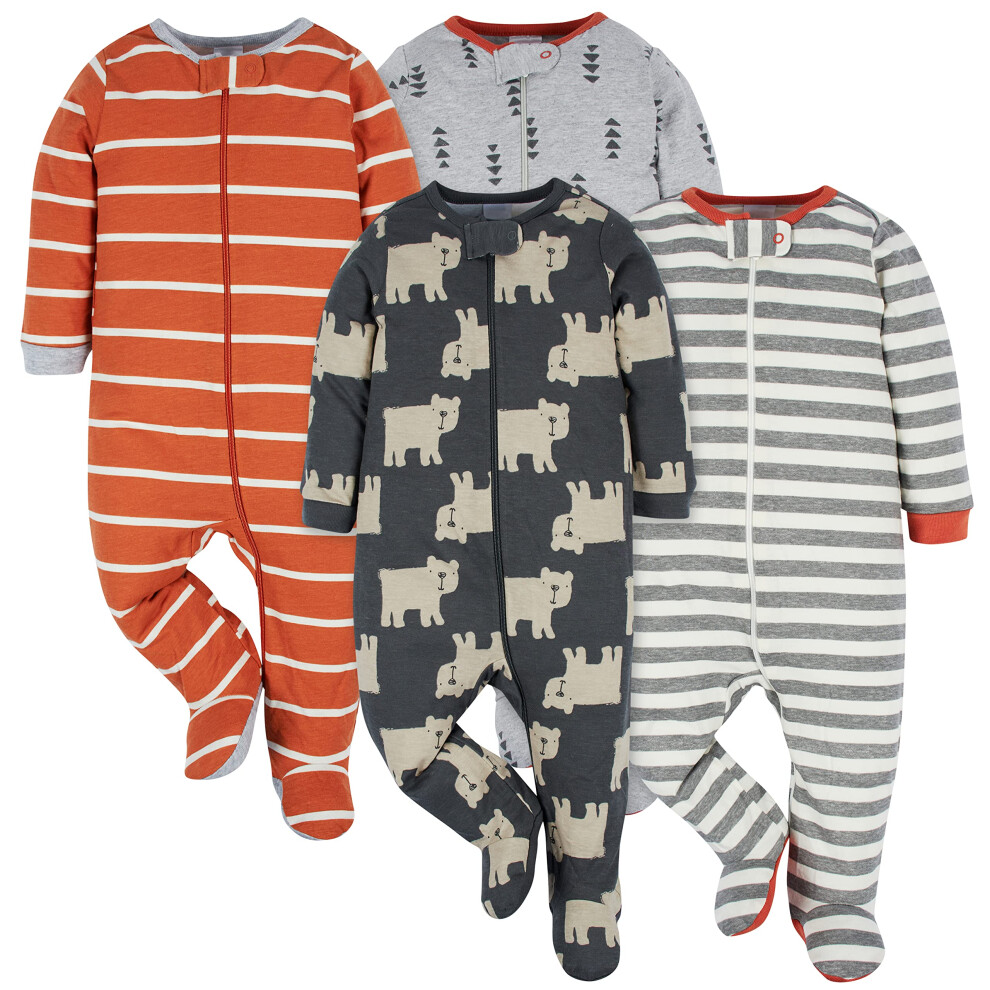 Onesies Brand Baby Boys' 4-Pack Sleep 'N Play Footies Bear Newborn