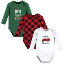 Hudson baby unisex baby bomuld lang?rmet bodysuits julegave 3-pakke 6-9 m?neder