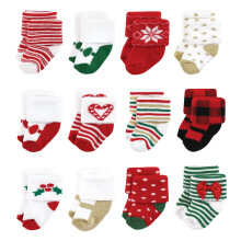 Unisex detsk pono ky Hudson Baby s vysok m obsahom bavlny pre novorodencov a frot , 12 dn Vianoc, dievcatko 12-24 mesiacov