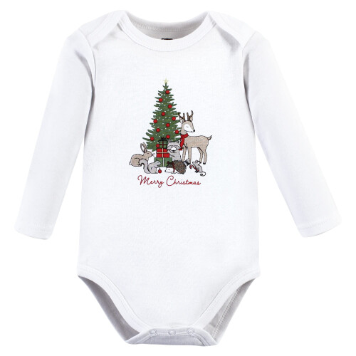 Hudson Baby Unisex Βρεφικά Μπλουζάκια Μακρυμάνικα, Χριστουγεννιάτικο Δάσος 3-Pack, 6-9 Μηνών 2