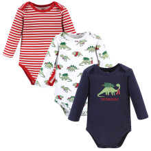 Hudson Baby Unisex Baby Bomuld Lang?rmede Bodysuits Christmasaurus 0-3 m?neder