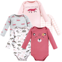 Hudson baby unisex baby bomuld lang?rmet bodysuits pige skovdyr 3-6 m?neder