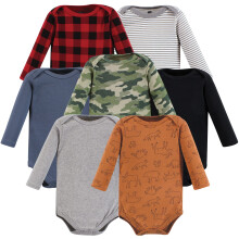 Hudson baby unisex baby bomull lngrmad bodysuits i skogen trycker 7-pack preemie