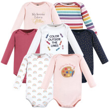 Unisexov bavlnen body s dlh m ruk vom Hudson Baby pre novorodencov Creativity