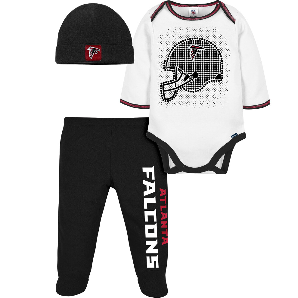 Gerber NFL Baby Boys' 3Pc Bodysuit  Footed Pant  & Cap Set  Atlanta Falcons  6-9 Months