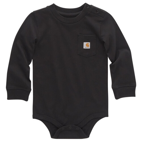Carhartt Carhartt Langarm-Bodysuit mit Tasche, Caviar, Dunkelschwarz, 6 Monate