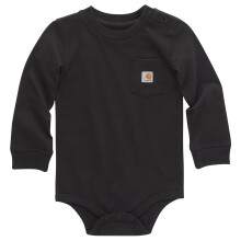 Carhartt Långärmad Bodysuit med Ficka, Caviar Mörk Svart, 3 Månader