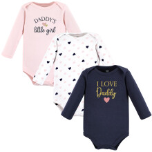 Hudson baby unisex baby bomuld lang?rmet bodysuits pige far pink marinebl? 9-12 m?neder