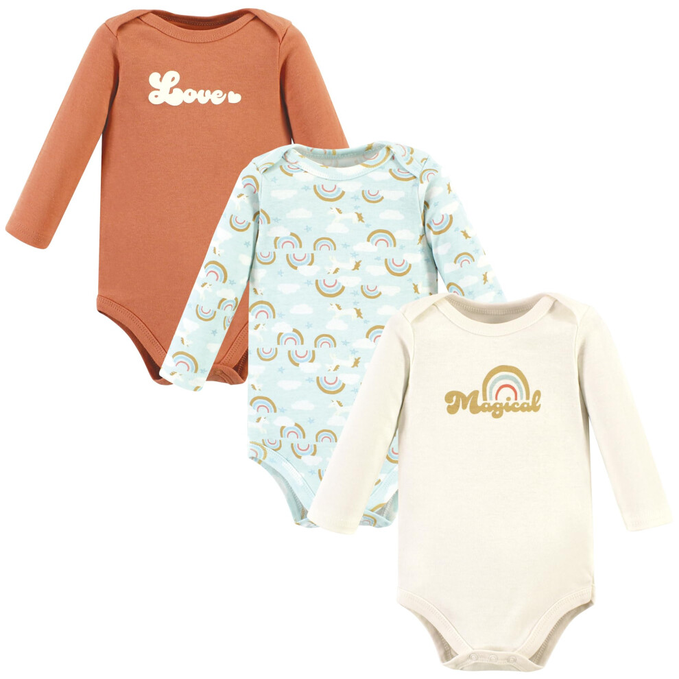 Lot de 3 bodies unisexes à manches longues en coton pour bébé Hudson Baby Magical Rainbow 18-24 mois