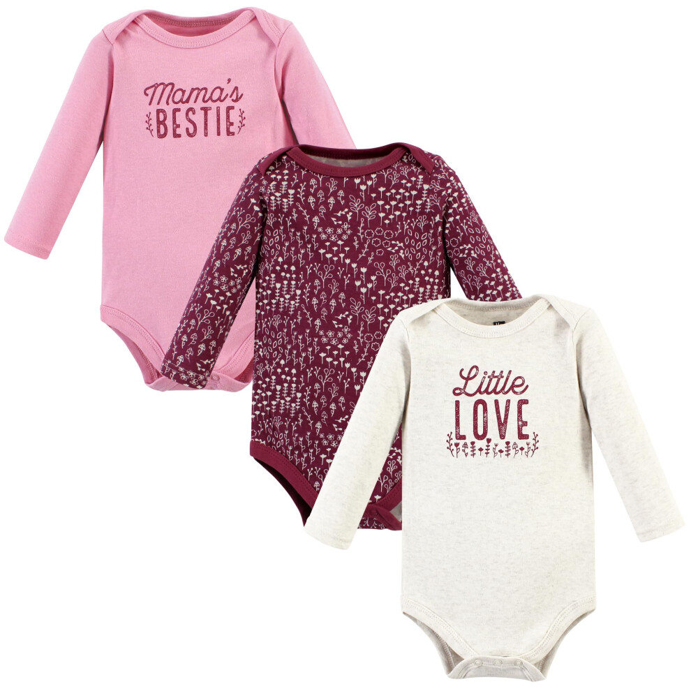Lot de 3 bodies unisexes à manches longues en coton pour bébé Hudson Baby Little Love Flowers pour prématurés