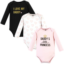 Hudson baby unisex baby bomuld langærmet bodysuits daddys lille prinsesse 3-pakke 9-12 måneder