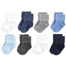 Hudson Baby Unisex pentru bebelu?i bogate n bumbac ?i ?osete Terry Solid Blue Grey 8 pachet Chenille 0-6 luni