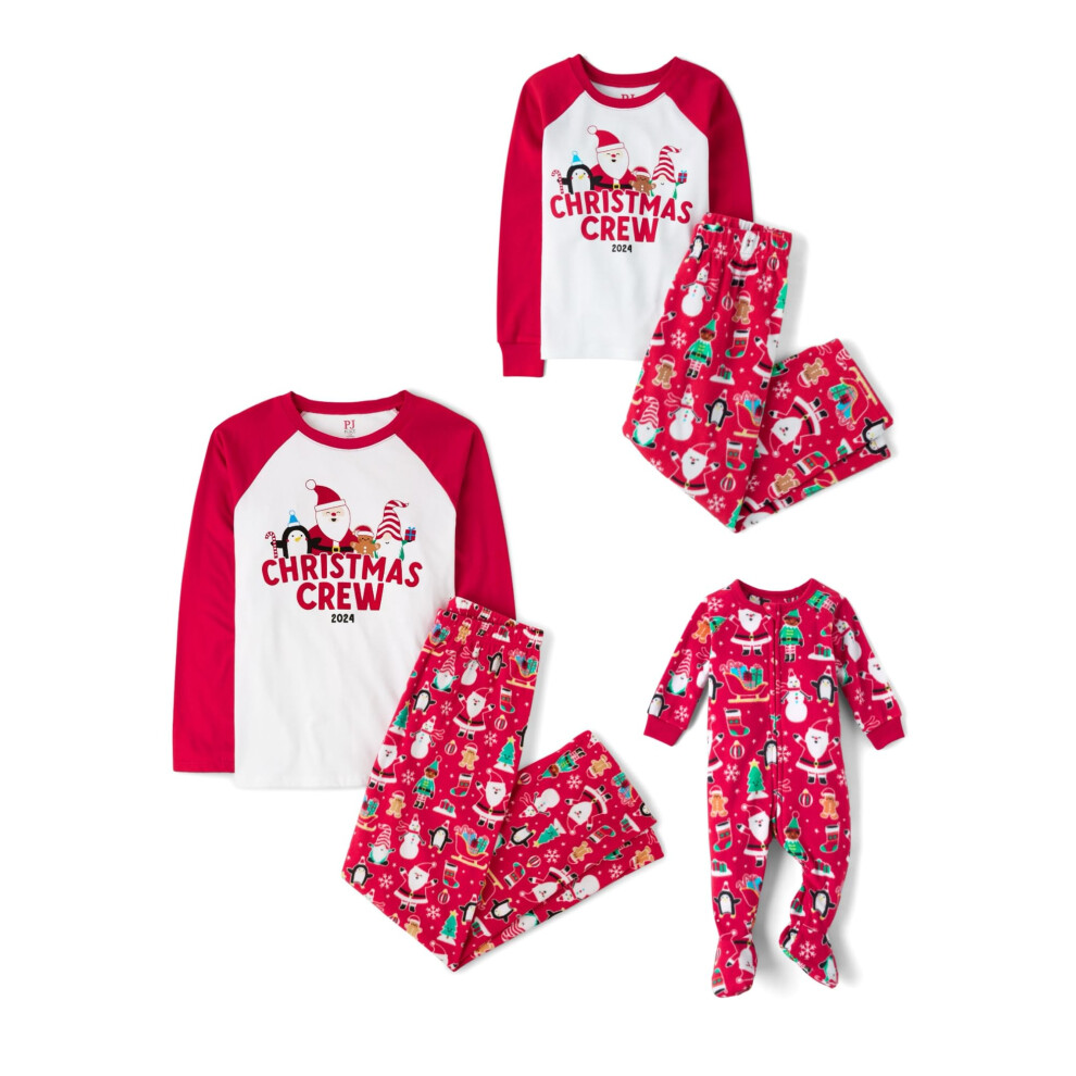 The Children's Place Baby Toddler One Piece Family Matching  Holiday Pajama Sets  Fleece  Red Xmas Crew '24