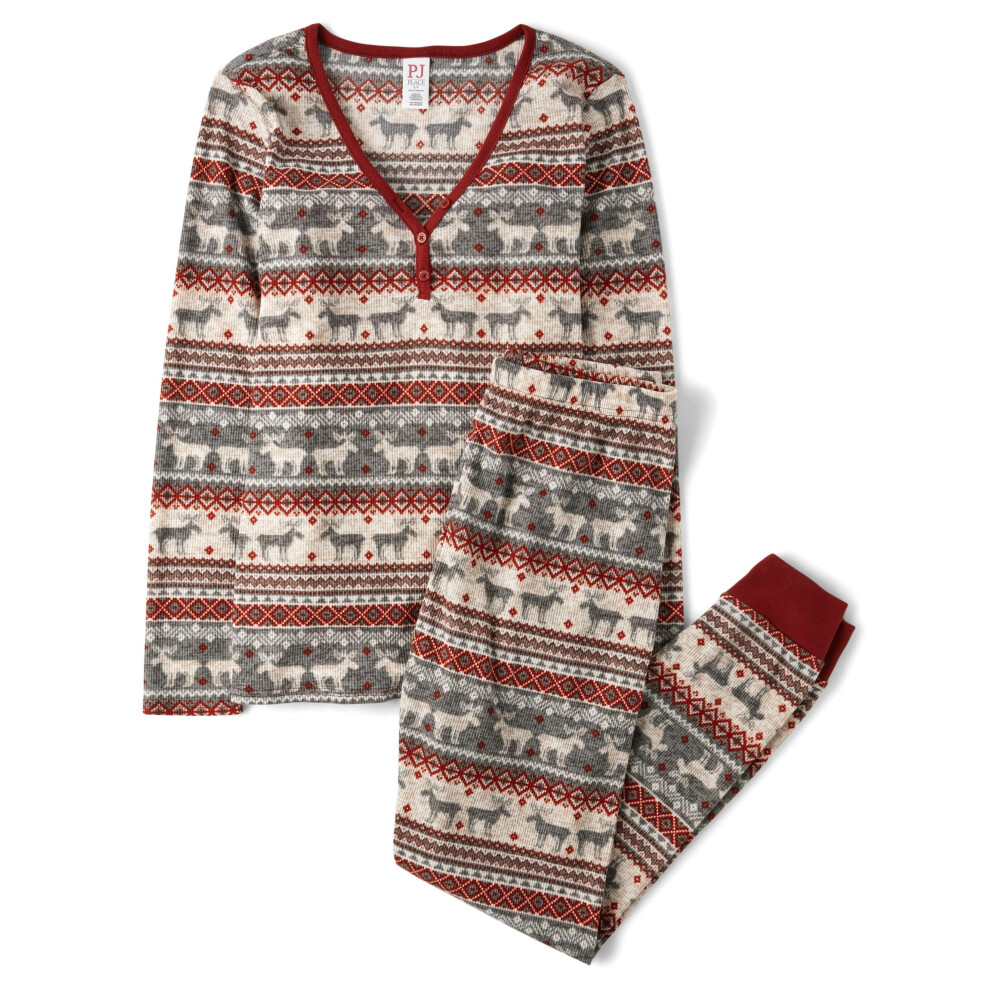 The Children's Place Baby Women's Family Matching  Plaid Thermal Pajamas Sets  Winter Fairisle  X-Small Adult