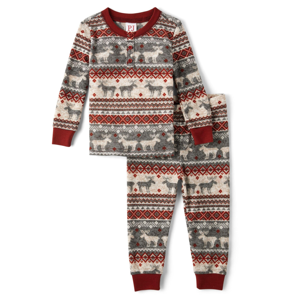 The Children's Place Baby Toddler 2 Piece Family Matching  Plaid Thermal Pajamas Sets  Winter Fairisle