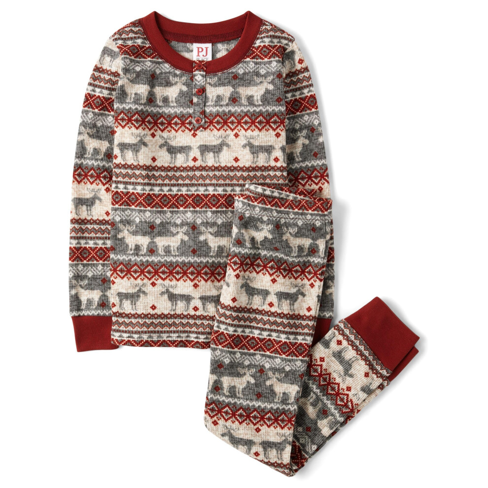 The Children's Place Baby Kids 2 Piece Family Matching  Plaid Thermal Pajamas Sets  Winter Fairisle