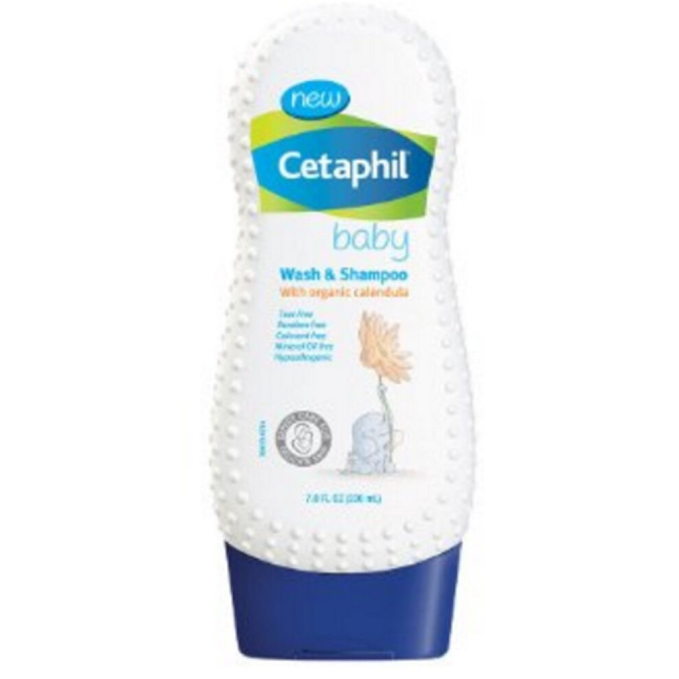 Cetaphil Baby Wash and Shampoo with Organic Calendula  7.8 Ounce per Bottle (2 Bottles)