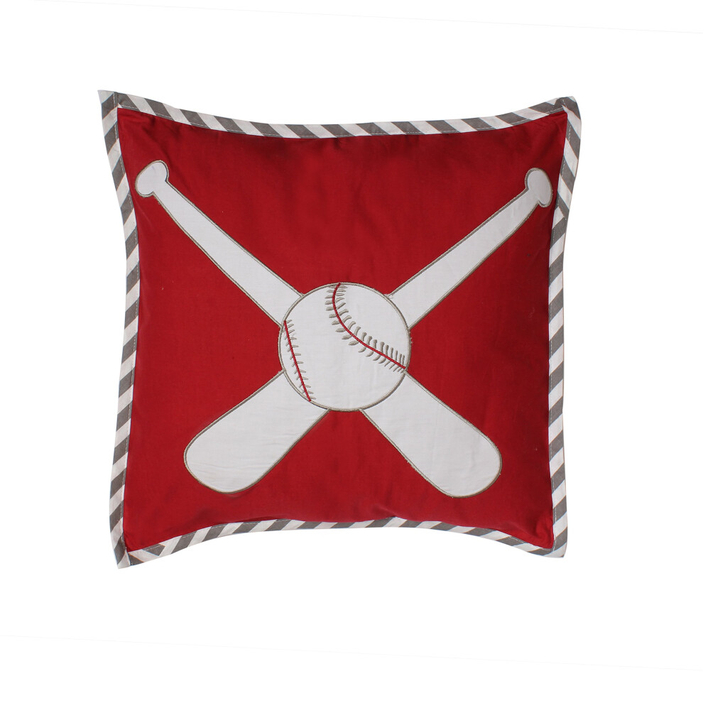 Bacati - Parure de lit en mousseline pour tout-petits (coussin de baseball rouge/gris)