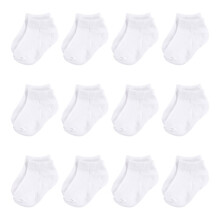 Calzini unisex Hudson Baby in cotone e spugna per neonati, bianchi, invisibili, 12-24 mesi