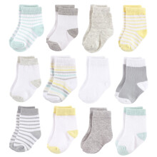 Calzini unisex Hudson Baby in cotone e spugna per neonati, a righe neutre, 6-12 mesi