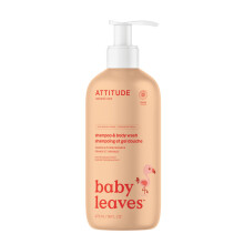 Shampoing et gel douche 2 en 1 ATTITUDE pour bébé Vérifié EWG Testé dermatologiquement Végétalien Orange et Grenade 16 Fl Oz