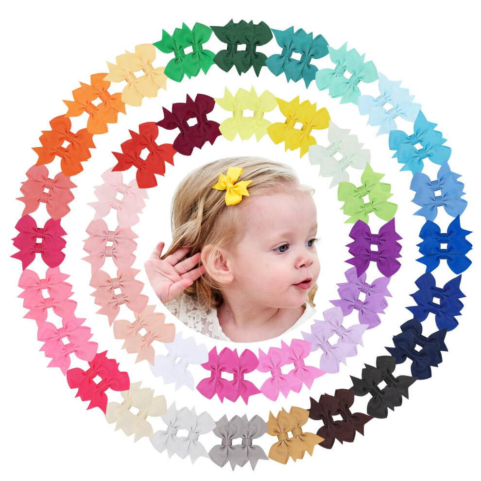 doboi 80PCS 2'' Bébé Filles Entièrement Doublé Grosgrain Boutique Couleur Unie
