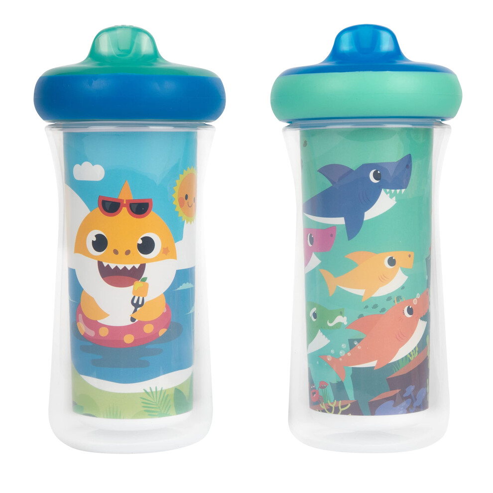 Tasse isotherme pour bébé requin Pinkfong de The First Years - Tasse anti-déversement pour tout-petits - Fabriquée sans BPA - 9 oz - 2 unités