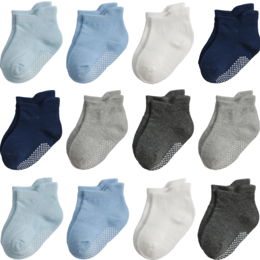 Aroveea Lot de 12 paires de chaussettes antidérapantes pour bébé, pour garçons et filles