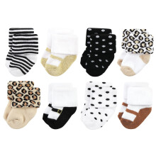 Hudson Baby Calzini unisex per neonati in cotone e spugna, leopardati neutri, 0-6 mesi