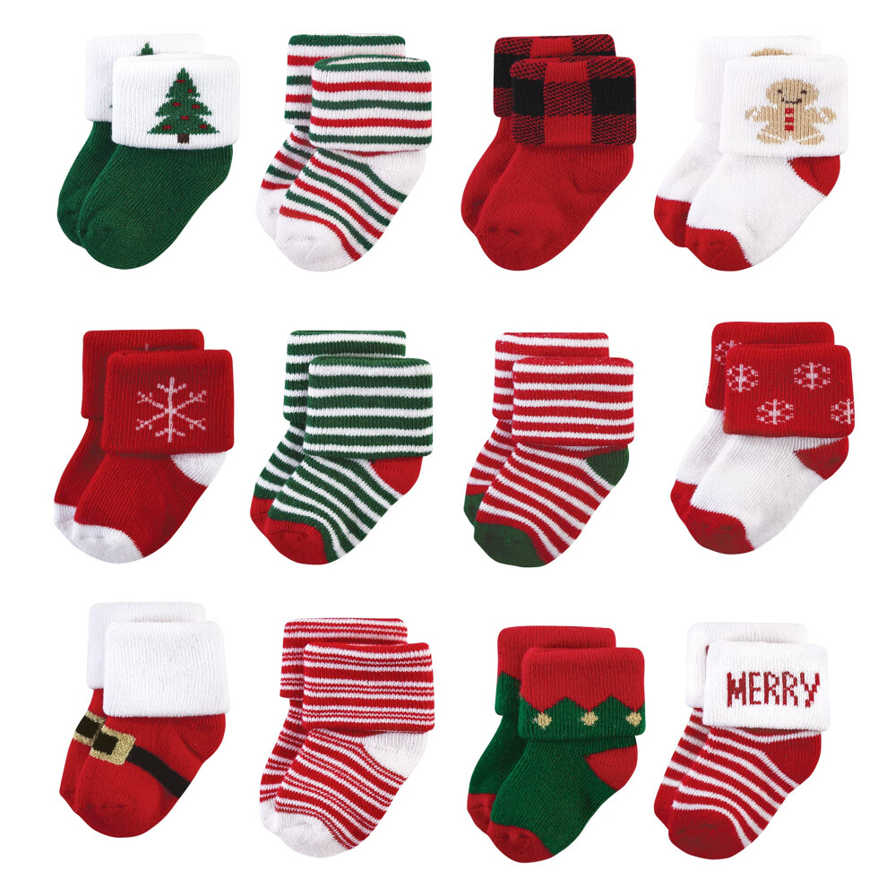 Hudson Baby Unisex Baby Cotton Rich Newborn And Terry Socks 12 Days Of Christmas 12-24 Months Tibur N Beb