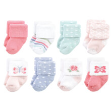 Hudson Baby Unisex Baby Cotton Rich Newborn e Terry Socks Pastel Butterfly 0-6 mesi