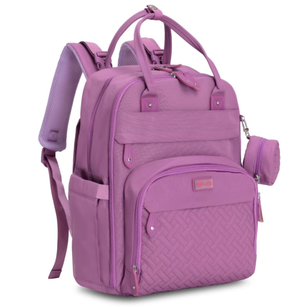 Diaper Bag Backpack - Baby Essentials Travel Tote Unisex Purple Babbleroo