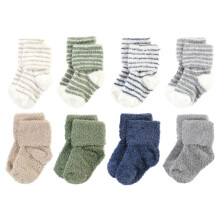 Hudson Baby unisex pentru bebelu?i bogate n bumbac nou-nascut ?i ?osete Terry Stripe albastru verde 12-24 luni