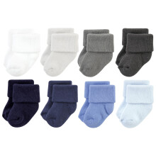 Hudson Baby Unisex Baby Cotton Rich Newborn e Terry Socks Solid Blue Grey 8 Pack Terry 0-6 mesi