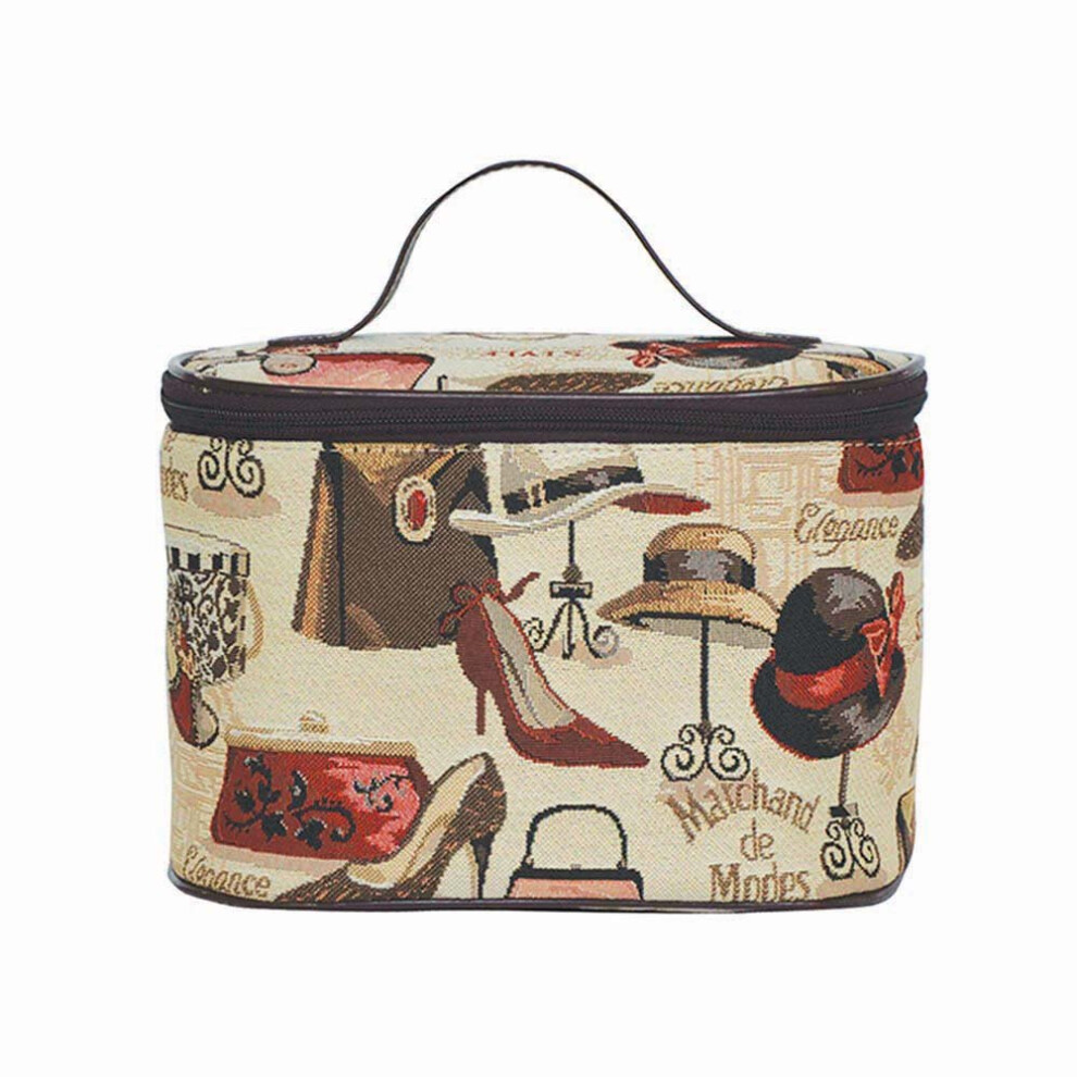 Trousse de toilette en tapisserie Signare pour femme avec motif de boutique de mode (TOIL-BOU)
