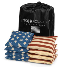 Play Platoon Bolsas de maz resistentes a la intemperie, juego de 8, bolsas de maz con bandera estadounidense (estrellas y rayas), lanzamiento a