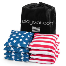 Play Platoon Borse per cornhole resistenti agli agenti atmosferici - Set di 8 borse per fagioli regolamentari con foro di mais - Stelle e strisce