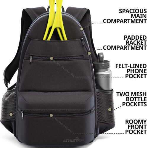 Athletico Compact City Tennis Backpack (sort) 1