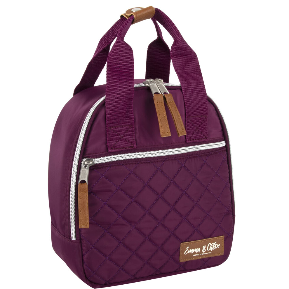 Quilted Insulated Lunch Cooler Tote Bag for Women  6 Can Beach and Car Cooler Bags for Women for Work  Travel