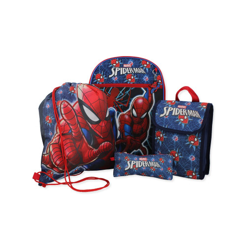 Marvel Spider-Man Boys 16"" Backpack 5 piece School Set (One Size  Blue/Red)