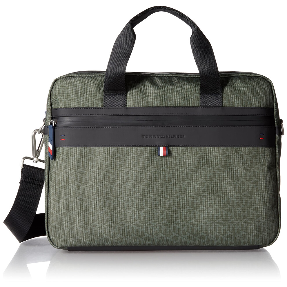 Tommy Hilfiger Men's Leo Briefcase  Army Green/Faded Military  One Siz