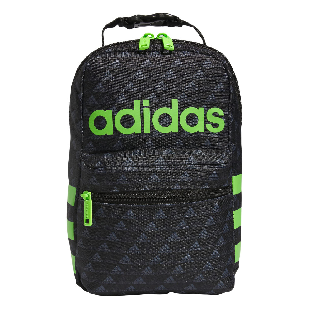 adidas Santiago Insulated Lunch Bag 6.5L with Clip Lock Handle  BOS Mini Monogram Black/Lucid Lime Green  One Size