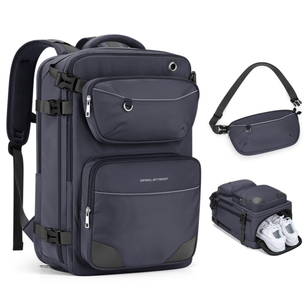 Maelstrom Travel Backpack for Men Women  35L Carry on Backpack for Traveling on Airplane with Belt BagShoe Compartment Waterpro