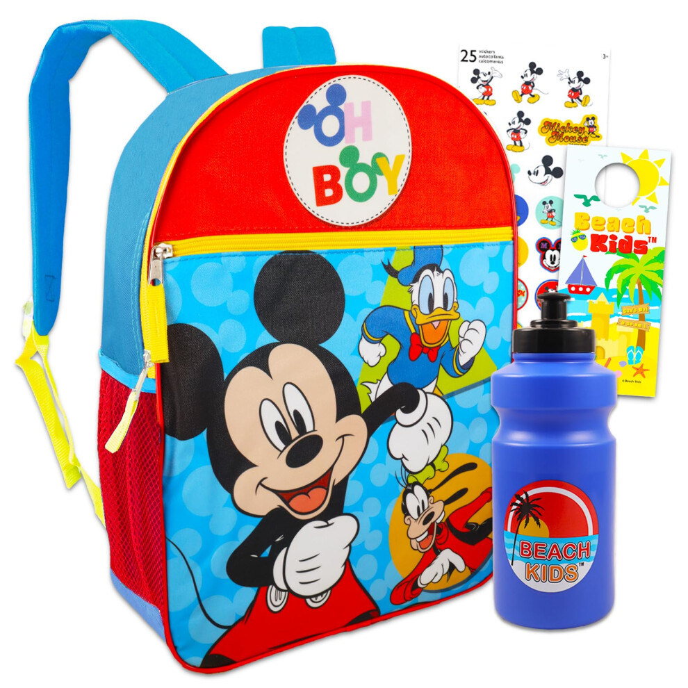 Disney Mickey Mouse Backpack Set For Kids - Bundle with Colorful Mickey Backpack Stickers & More | Mickey School Supplies