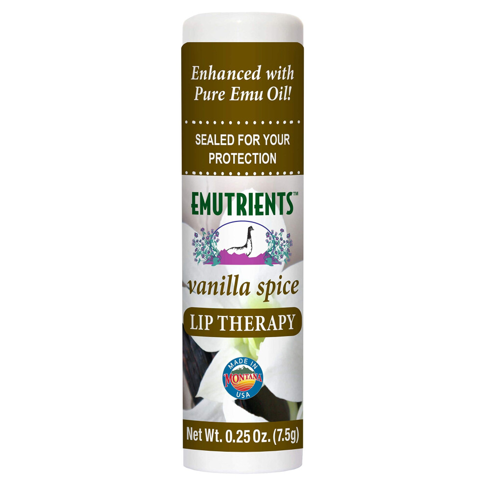 Montana Emu Ranch Lip Therapy Lip Balm 025 Ounce Vanilla Spice Flavor Enhanced With Pure Emu Oil