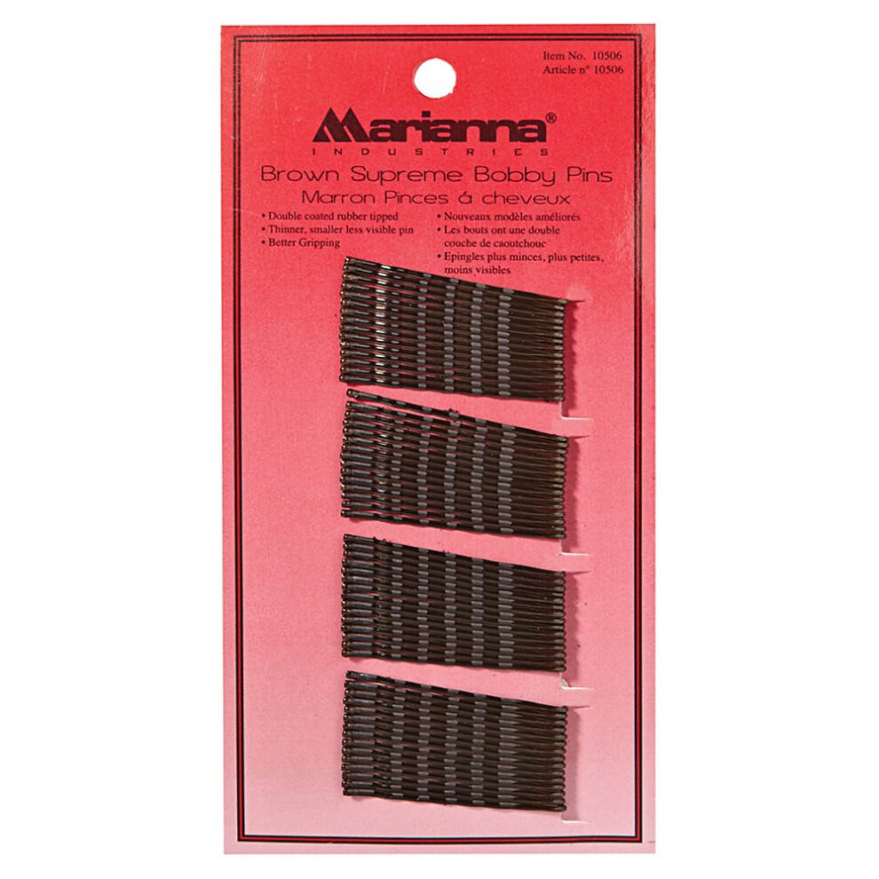 Marianna Women's Brown Supreme Bobby Pins - 60 Per Card
