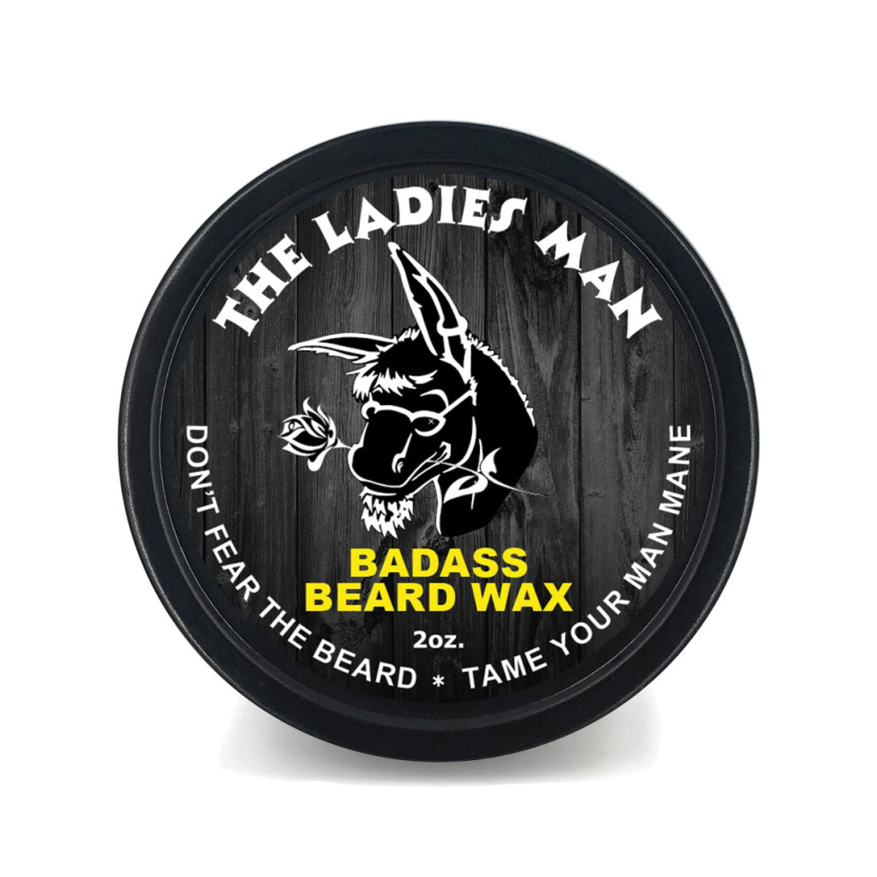 Cire à barbe Badass Beard Care pour hommes - Parfum The Ladies Man 2 oz - Adoucit les poils de barbe et laisse votre barbe plus dense