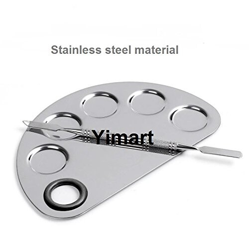 Yimart Pro Παλέτα Μίξης Μακιγιάζ από Ανοξείδωτο Ατσάλι με 5 Τρύπες 2